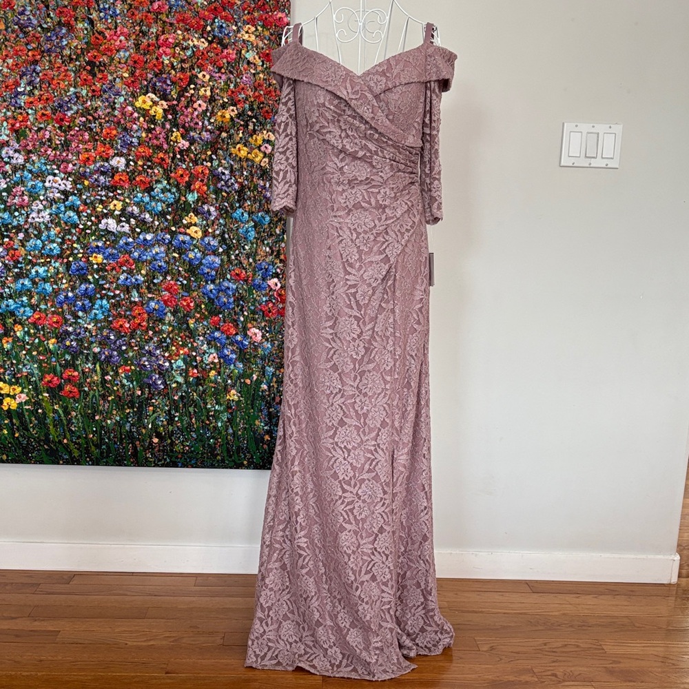 Oleg Cassini Mauve Lace Gown